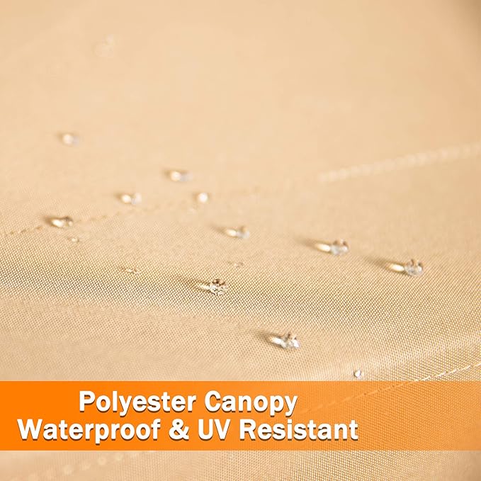 Sunnyglade 6.6'L x 6.5'W Patio Double Chaise Lounge Bed with Canopy,Headrest Pillow and Wheels,Portable Outdoor Hammock Bed for Backyard,Lawn,Garden,Courtyard,Brown