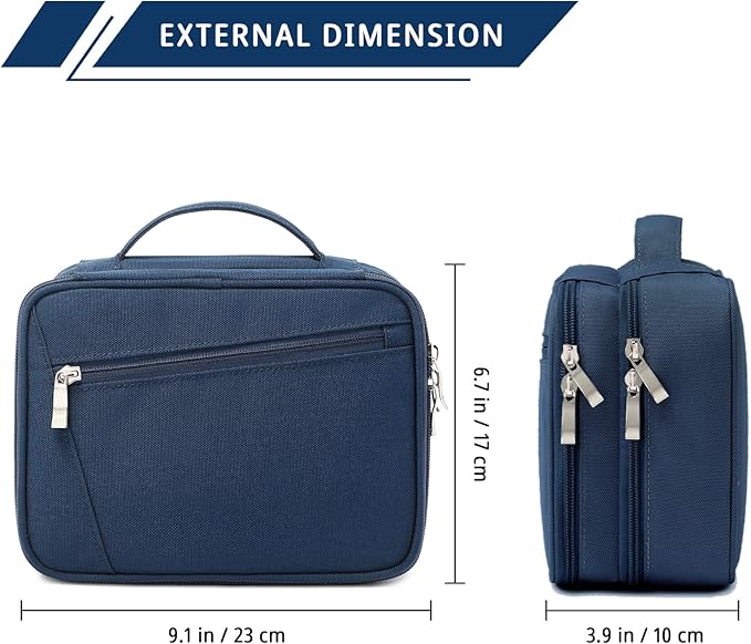 mygreen Electronics Travel Organizer, Watreproof Electronic Accessories Case Portable Double Layer Cable Storage Bag for Cord, Charger, Flash Drive, Phone, Ipad Mini, SD Card, Gifts for Him Blue