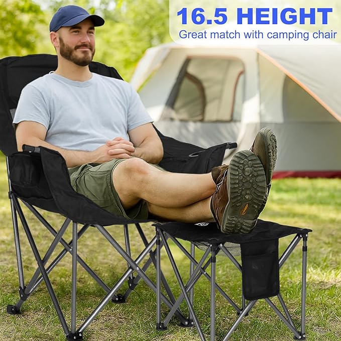 2 Pack Camping Stool Oversized Camping Foot Stool Ottoman Padded Camping Chair Foot Rest 450 lbs Heavy Duty Camp Stool Foldable Footrest