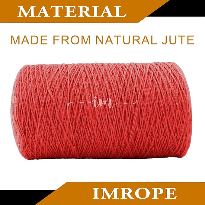 1mm x 2500 Feet Red Jute Rope, Twine for Gardening Tomato Climbing Plant Tie Floristry Crafts Gift Wrapping Packing Decor