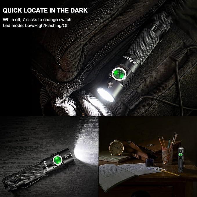 sofirn SC31 Pro 2000 Lumen Flashlight, Rechargeable Flashlight with Powerful SST40 LED 6500K, for EDC Camping Hiking Fishing Dog Walking (Black)