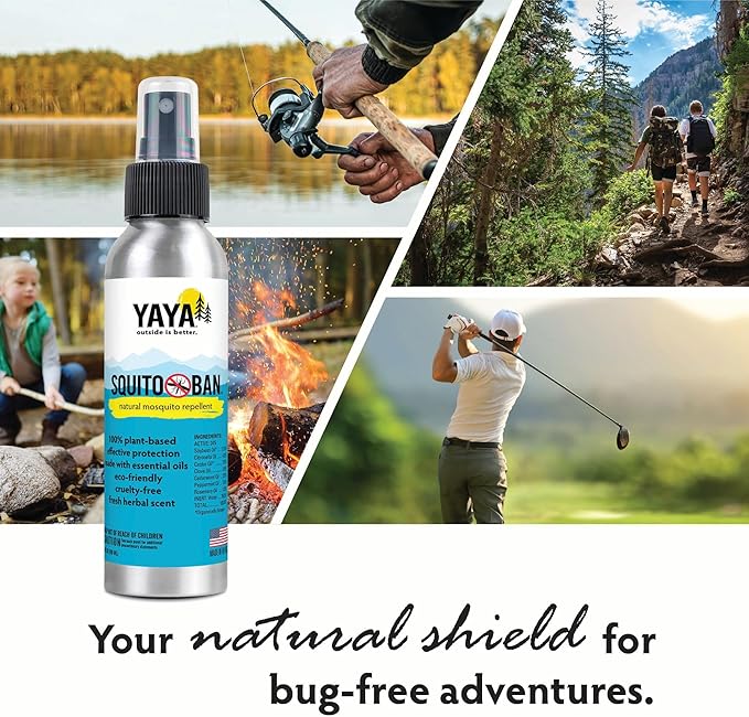 Sport Sun + Bug Protection Bundle by YAYA Organics | Reef-friendly SPF 50 Mineral Sunscreen Lotion and Deet-free Squito Ban Natural Mosquito Repellent | 3 oz / 4 oz