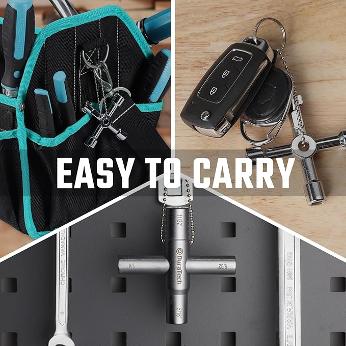 DURATECH 4 Way Sillcock Key Set, Utilities Key, Multi-functional Water Key, 2-Pack, for Valve, Faucet, and Spigots