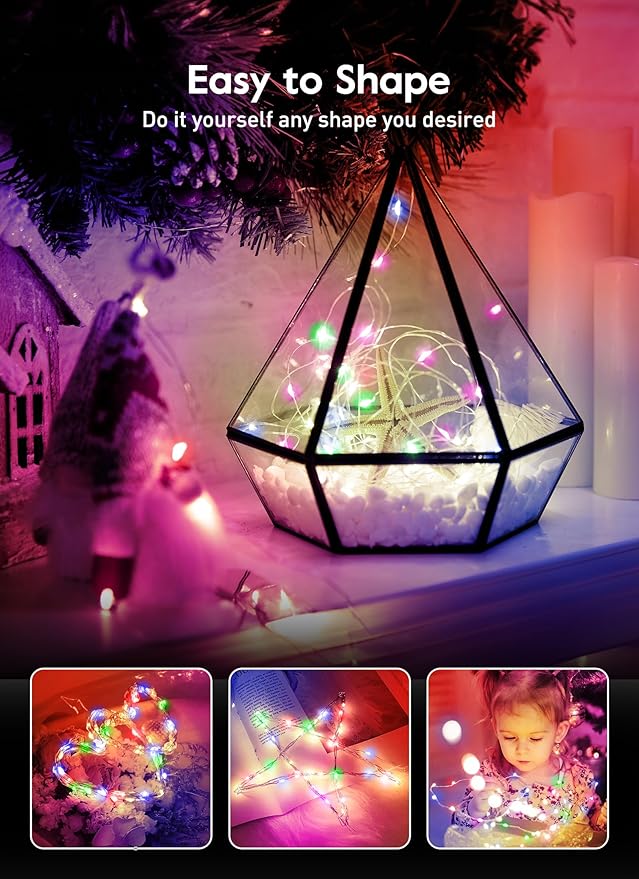Minetom USB Fairy Lights Plug in, 66Feet 200 LED Twinkle String Lights with Remote and Timer, Waterproof 8 Modes Starry Lights for Indoor Wreath DIY Party Wedding Christmas Decoration, Multicolor