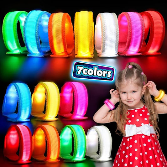 14/7 PCS LED Glow Bracelets, LED Light Up Bracelets for Kids Adults, Glow in The Dark Party Favors Supplies for Night Events, Concerts Rave Sports Accessories…