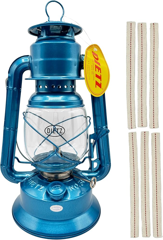 Light of Mine - Dietz #30 Little Wizard Blue Oil Lantern with 5/8" Replacement Wick Strips (Blue)