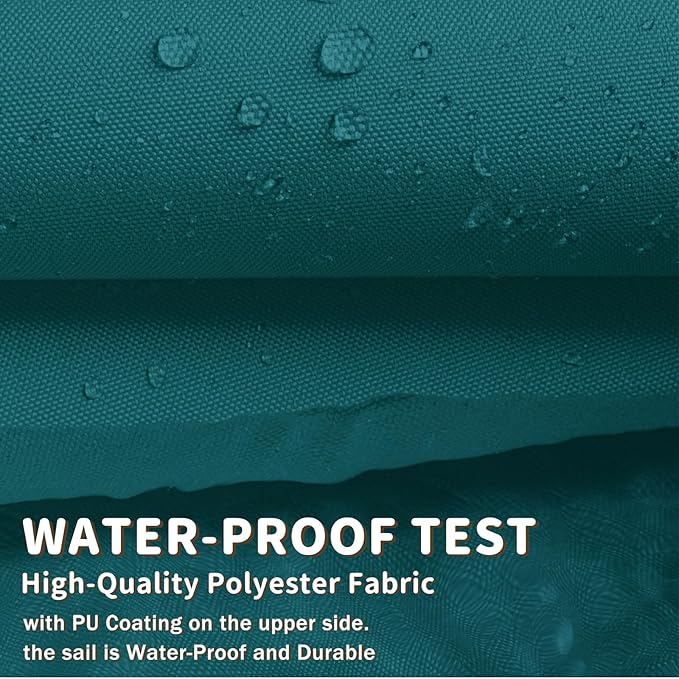 LOVE STORY Waterproof 7'x13' Rectangle Turquoise Blue Sun Shade Sail Cannoy UV Resistant for Outdoor Patio Garden Backyard