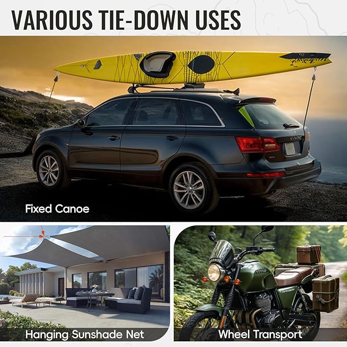 13ft Adjustable Outdoor Windproof Rope Ratchet Strap Tie Down Straps Small Mini Reflctive Paracord Rope Tent Hanger Grow Light Kayak 5/32" 4 Pack