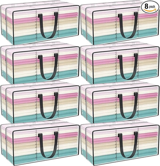 Clear Storage Bags with Zipper, 2 Pack Large Moving Bags Heavy Duty Extra Large, Plastic Storage Totes for Clothes, College dorm Packing Bag with Strong Handles