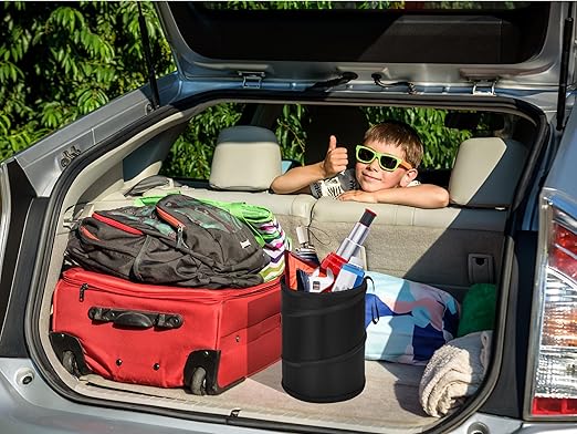 Ginsco 4 Gallons New Leakproof Car Trash Can, Large Trash Can Pop-up Collapsible Hanging Car Trash Bin, Waterproof PEVA Liner Open-Top Garbage Can for Cars Home Office Camping