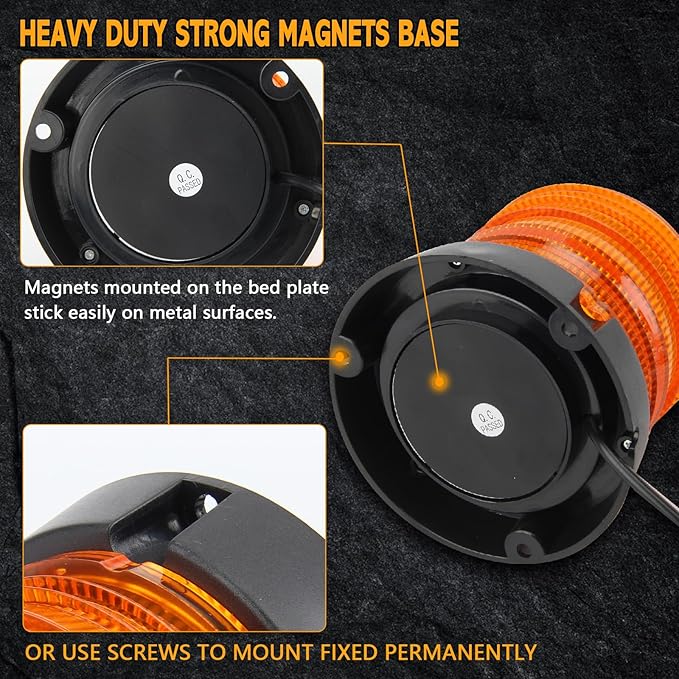 60 LED Amber Magnetic Strobe Light, 12-24V Rooftop Warning Flashing Light, Emergency Beacon Light for Pickup Truck, Forklift, Engineering Vehicles and Golf Carts
