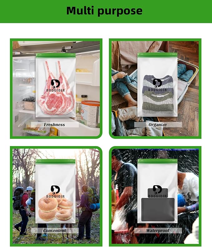 Reusable Odor Proof Storage Bags - 12x20 Inch Double Seal Odor Barrier Bags for Backpacking, Camping and Household, Lock in Odors, Keep Contents Fresh and Waterproof, 4 Pack