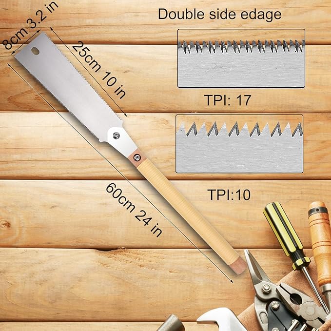 10” SK5 Blade Hand Saw, Double Edge 3 Side Grinding Teeth Japanese Pull Saw, Impulse Hardening Steel Teeth,Sharp and Light Woodworking Tools Gift for Men Women Carpenter and DIY Hobbyist