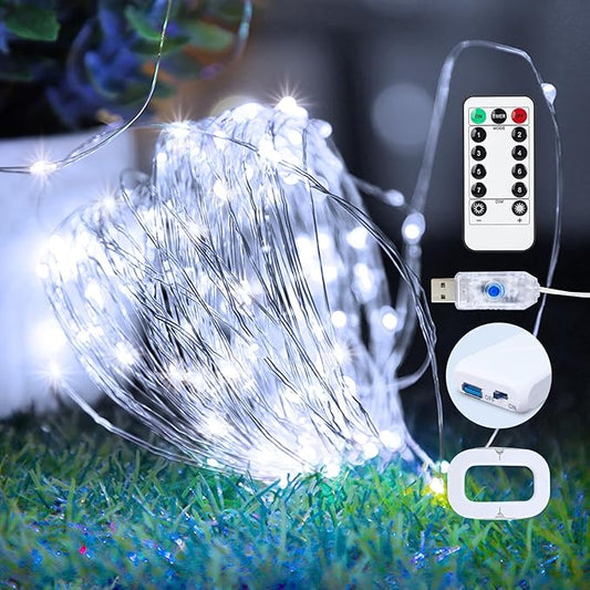 2Pack LED Fairy String Lights,16ft 50 LED with Remote and Timer, 8 Modes, USB Powered and Battery Powered String Lights for Bedroom Party Indoor Christmas Decoration