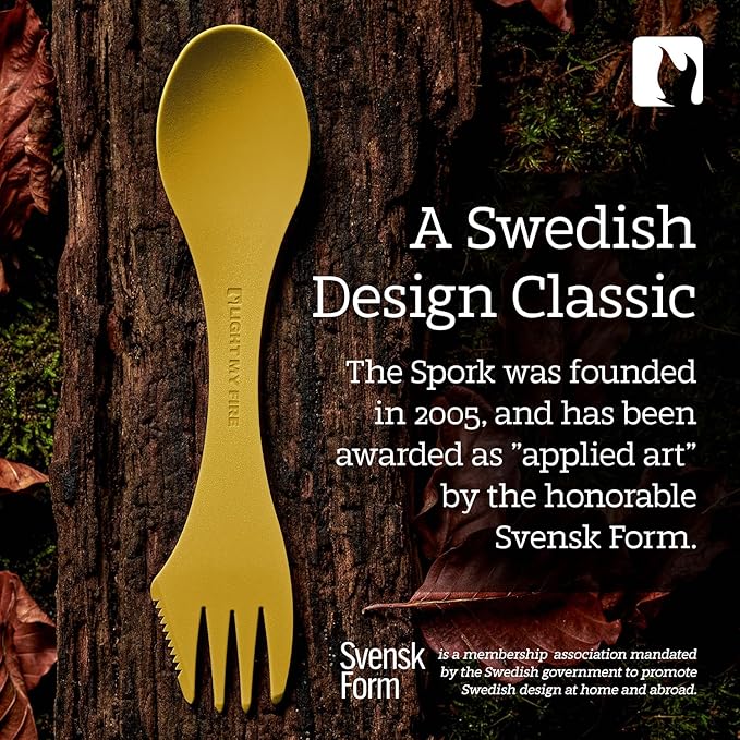 Light My Fire Spork Original 10-Pack 3-in-1 Camping Spoon Fork Knife Combo Reusable Travel & Camping Utensils Lunch Spork Outdoor Backpacking Hiking Picnic Utensil BPA Free