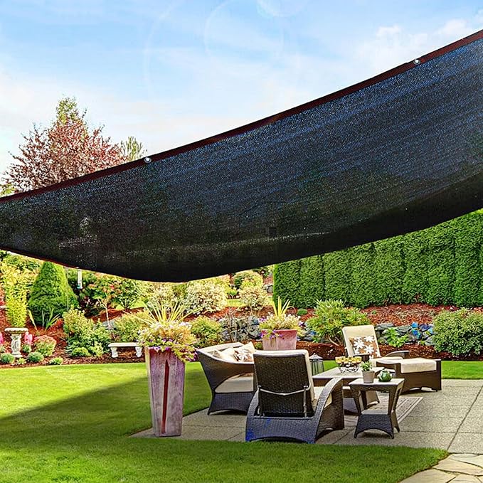 winemana Black Shade Cloth 90%, 30x50 FT Mesh Tarp - Garden Shade for Greenhouse, Patio, Vegetables, Plants Cover and Chicken Coops, Sunshade Net for Outdoor Protection with Reinforced Grommets