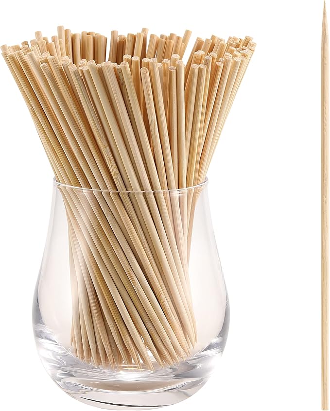 200 PCS Bamboo Skewers, 6 Inch Food Sticks for Appetizers, Fruit, Grilling Kebabs, Cocktail Picks for Drinks, Toothpicks Natural, Kitchen Gadget