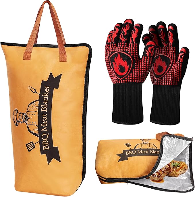 HONKID BBQ Blanket for Resting Meat, Keeps Meat Warm, Juicy & Tender, Large Capacity Smoking Blanket for Resting Meat Reusable BBQ Smoking Blanket Set for BBQ Lovers