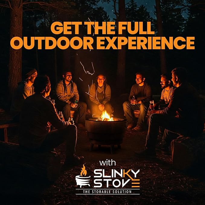 Smokeless Fire Pit for Outdoor Wood-Burning – Portable, Compact & Foldable Design for Camping, Bonfires, Tiny Cabin, Ventless Burn, Solo Pits, and Backyard Use – Stainless Steel, 23-Inch Slinky Stove