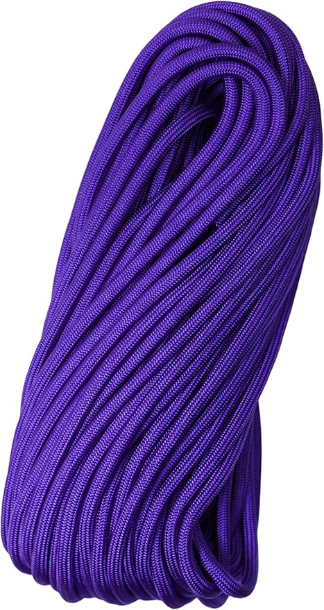 1/4" ParaMax Paracord 100 ft – 1000 lb Type IV Rope for Dog Leashes, Camping, Kayak Anchor - Made in USA - Acid Purple