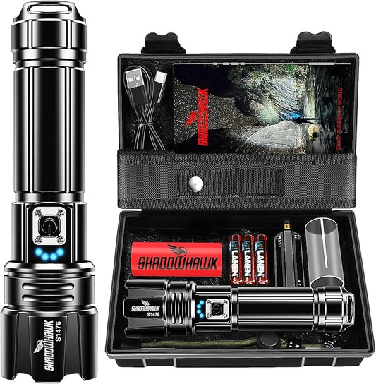 Flashlight 2000 High Lumens Rechargeable - 30W Super Bright LED Flash Light | 5000ft Beam & 12H Long Lasting USB C High Powered Handheld Police Flashlight for Home, Camping, Hiking, Emergency