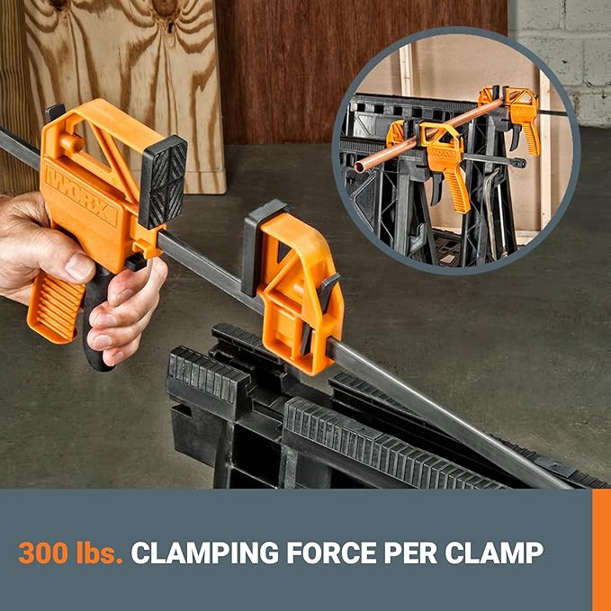 Worx WX065 Clamping Sawhorses with Bar Clamps