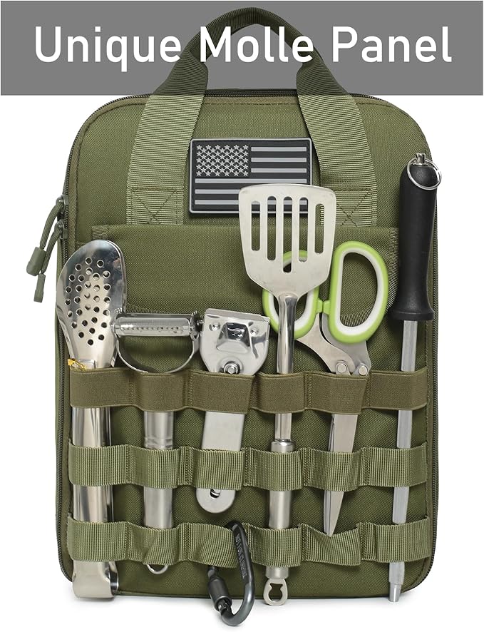 Tactical Camp Kitchen Organizer Camping Cooking Utensils Bag for BBQ, Picnic, Travel & Hiking (Bag Only)