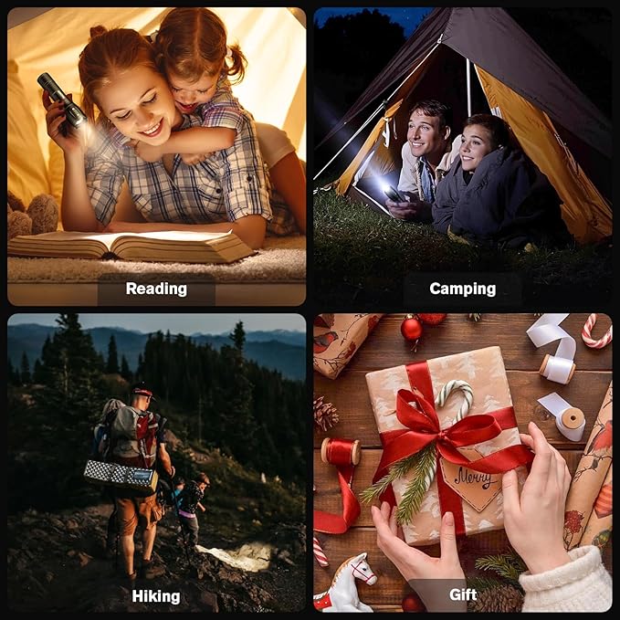 LED Flashlights High Lumens 4 Pack, Powerful Tactical Flashlight With 3 Modes, Pocket Small Flash Light, Waterproof Zoomable Flashlights for Home Emergencies, Camping Essentials (Battery Included)