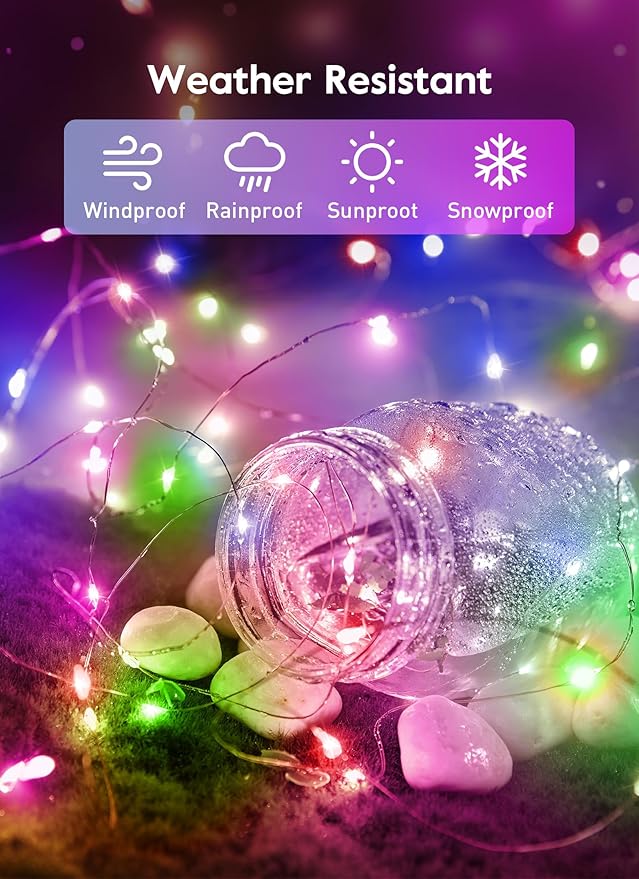 Minetom USB Fairy Lights Plug in, 66Feet 200 LED Twinkle String Lights with Remote and Timer, Waterproof 8 Modes Starry Lights for Indoor Wreath DIY Party Wedding Christmas Decoration, Multicolor