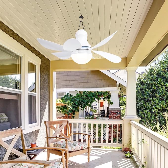 Portable USB Ceiling Fan with LED Light & Remote Control |4 Speeds,3 Light Modes,Timer |16.5 in Mini Size, 6 Detachable Blades|DC 5V Hanging Fan for Tent, RV, Camping,Patio & Home-Easy Install