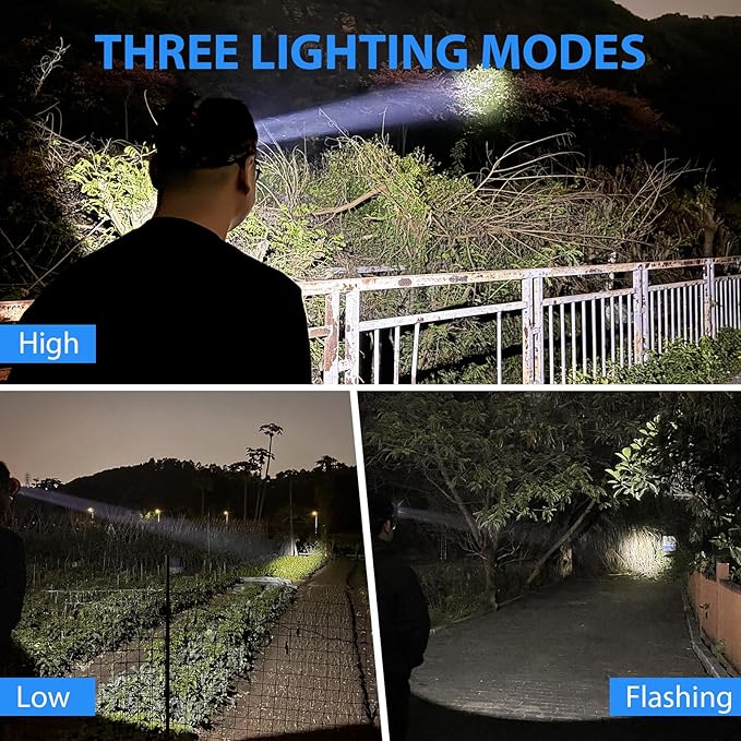 Spotlight Rechargeable Headlamp, Super Bright LED Headlight Waterproof Head Lamp for Outdoor Camping Running Hiking Night Fishing Hunting