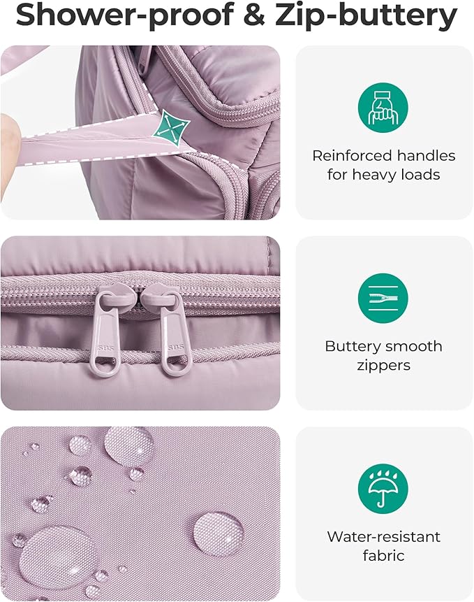 BAGSMART Toiletry Bag Large Roomy Makeup Bag, Portable Makeup Bag with Handle for Travel-Sized Shampoo, Conditioner & Brushes Set, Pink