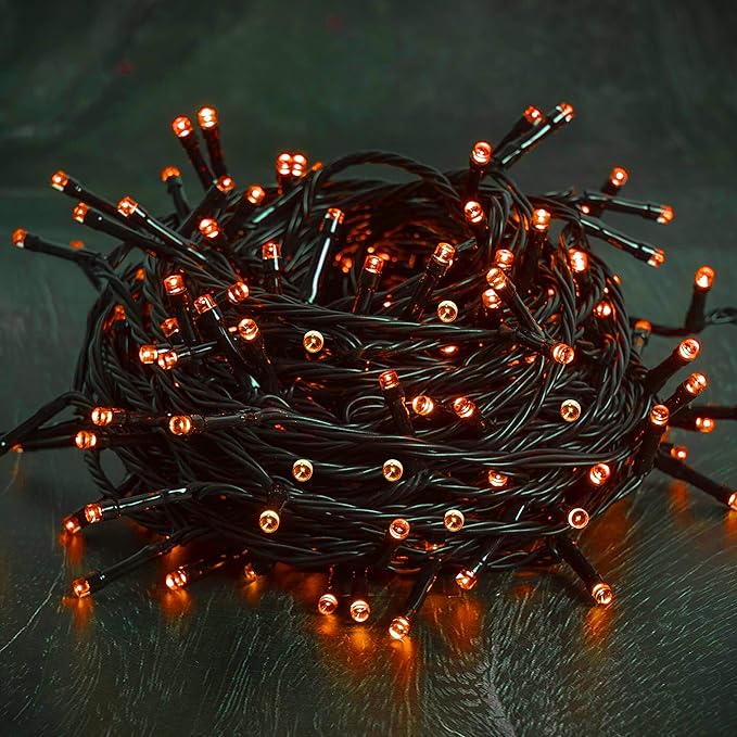 300 LED Halloween Lights, 98.5FT Halloween String Lights with 8 Lighting Modes, Waterproof & Connectable Mini Light, Plug in for Indoor Outdoor Holiday Christmas Party Bedroom Decorations (Orange)