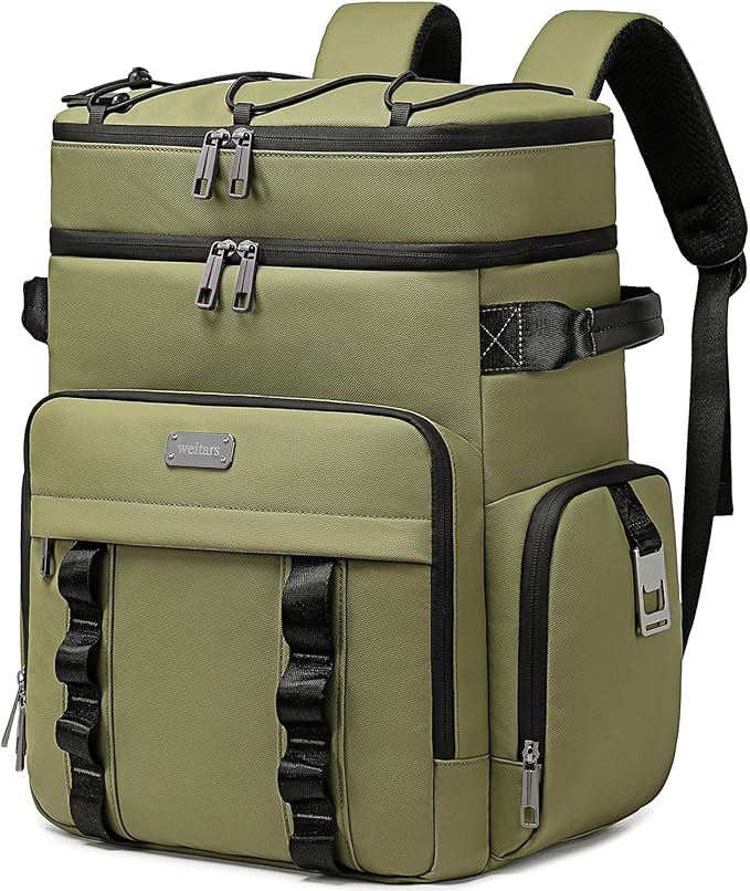 Weitars Insulated Cooler Backpack,Double Deck Waterproof Soft Cooler Bag,Backpack Coolers Leak Proof Lunch Backpack for Men Women for Travel,Camping,Picnic,Beach,Picnic,Outdoor 31L/52 Can