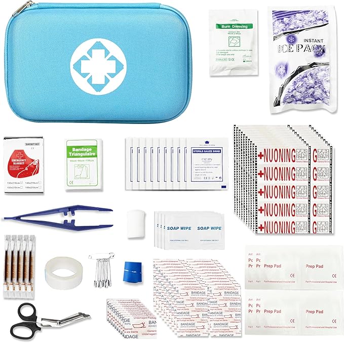 276PCS Small Travel First Aid Kit Supplies for Business, First Aid Kits Backpacking Essentials Items Trauma First Aid Survival Kits for Home Outdoor Adventure, Blue AMORNING