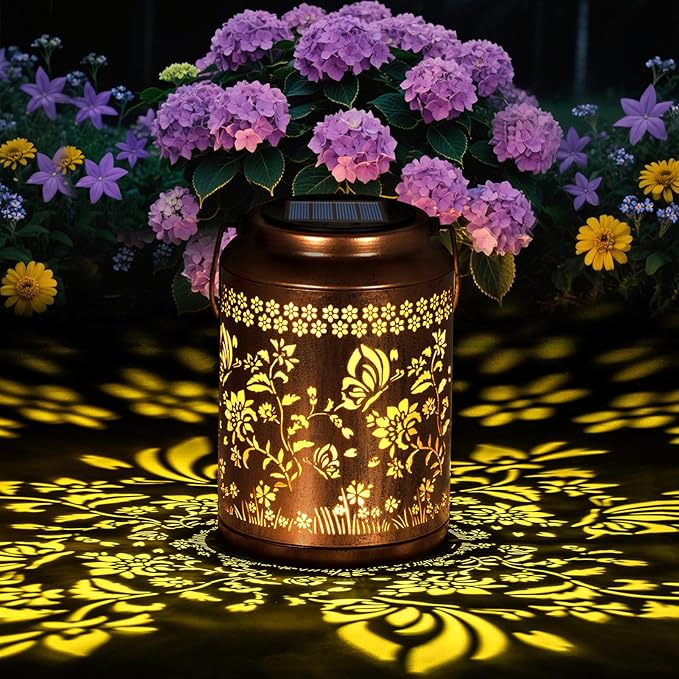 Solar Lanterns Outdoor Waterproof, Butterfly Garden Decor for Yard Porch Lawn Patio Pathway, Hanging Solar Lights Birthday Gifts for Women Mom Grandma Sister Friend