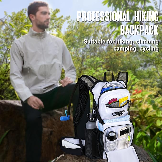 N NEVO RHINO Hydration Backpack, 18L Multipurpose Hiking Backpack with 3L Water Bladder, Water Backpack Insulated Hydration Pack Ideal for Hiking and Cycling