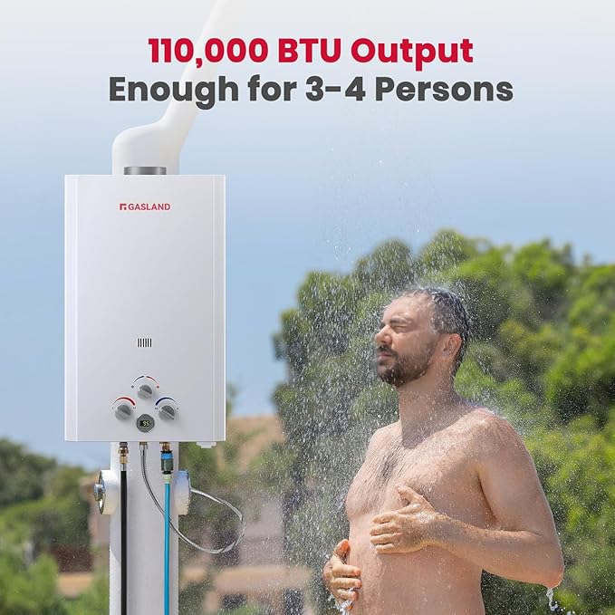 GASLAND 4.22GPM Outdoor Propane Tankless Water Heater, 16L Gas Outdoor Shower, On Demand Hot Water Heater for Off Grid