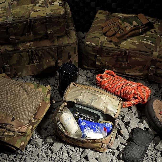 PETAC GEAR 4 PCS Tactical Modular Packing Cubes with Waterproof Material, Large Capacity Storage Bag, Easy Clean Outdoor Travel Organize Storage Pouches Bags (MC)