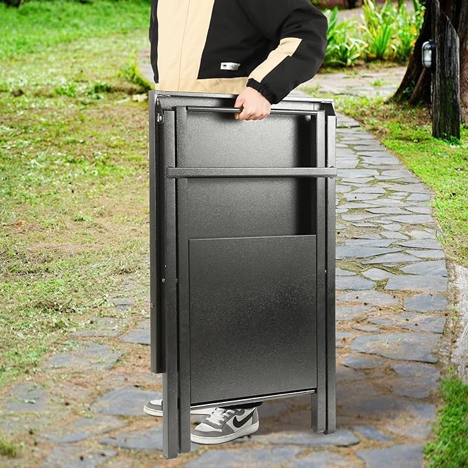 Folding Grill Table with Extra Storage Bottom Shelf, Indoor & Outdoor Prep Table with Garage Rack & Tissue Holder, Pizza Oven Stand for Pizza Oven & Blackstone Griddle, 30" x 24", Black