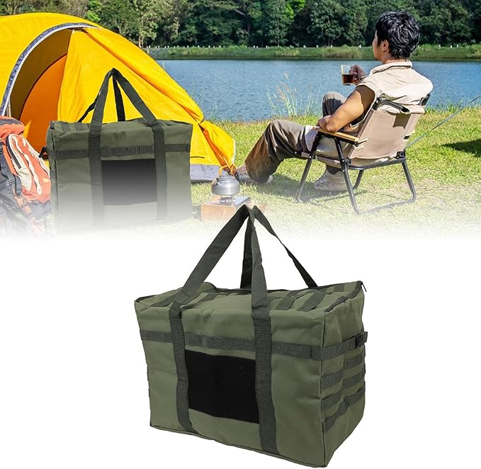 Camping Storage Bag, 53L Large Capacity with Handles, Axe Holder, Utility Tote Bag Camping Kitchen Organizer for Picnic Moving Travel