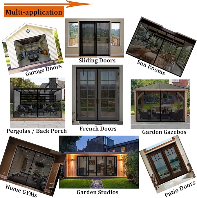 Garage Door Screen 1 Car 10x7ft Garage Screen Door Mesh, Upgraded Fiberglass Stronger Than PET and Polyester, Patio/Porch/Balcony Door Screen 10x7 ft, Heavy Duty Weighted Bottom & Magnetic Closure