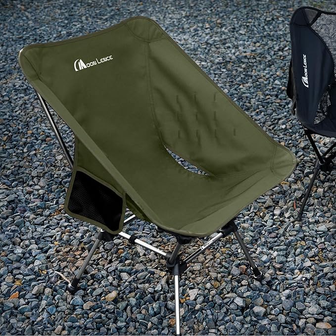 MOON LENCE Portable Camping Chair Plus, Upgraded Comfort & Size, Compact and Lightweight Still, Folding Chair for Backpacking & Hiking, 330Lbs Capacity (Green)