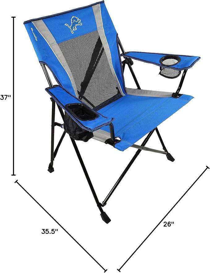 Kijaro Sports Fan Folding Chair, 26" L x 35.5" W x 37" H, Detroit Lions