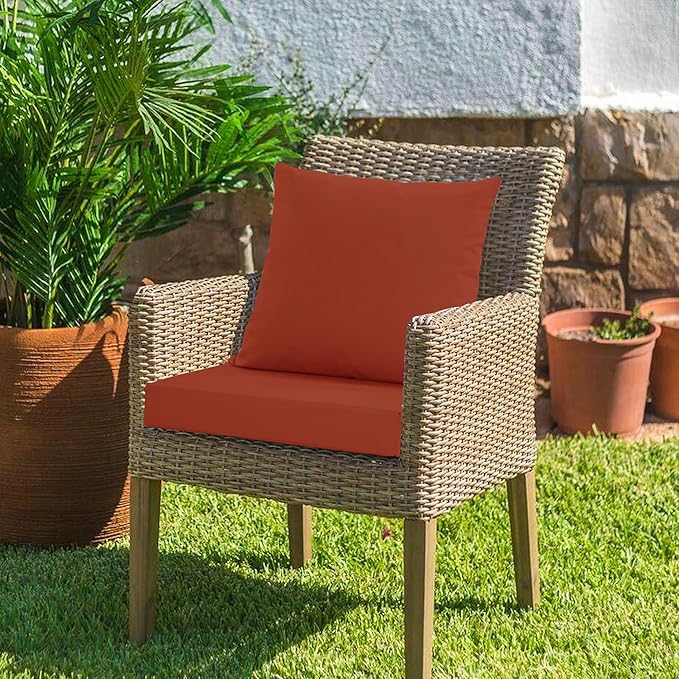 Outdoor Chair Cushions, Waterproof Outdoor Cushions for Patio Furniture w/Fade-Resistant, Removable & Machine-Washable Covers, 19x19 Inch, Ideal for Seat in Gardens/Porch – Set of 1/2/4, Rust