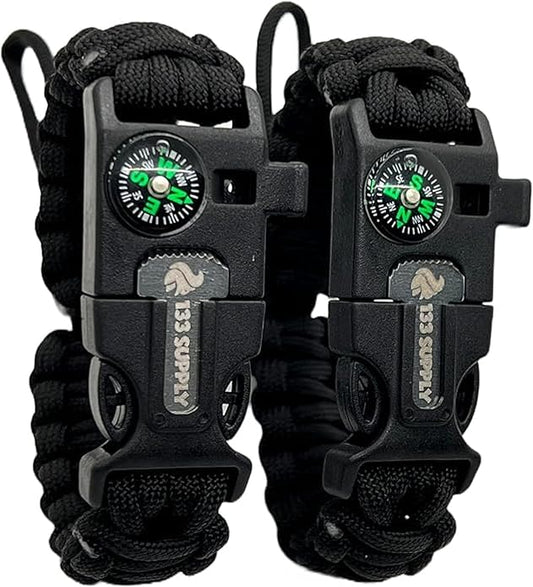 Paracord Bracelet Compass Hiking Survival Emergency Whistle Fire Starter Kit Camping Gear Hiking Essentials Fishing Hunting Accessories EDC Backpacking Gear Tactical Survival Gear Equipment