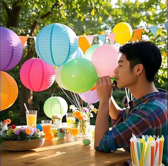 Paper Lanterns Decorative 15pcs Pastel Colorful Theme Party Decorations for Birthday Party Baby Shower Graduation Anniversary Blue Pink Green Purple Yellow Room Hanging Decor