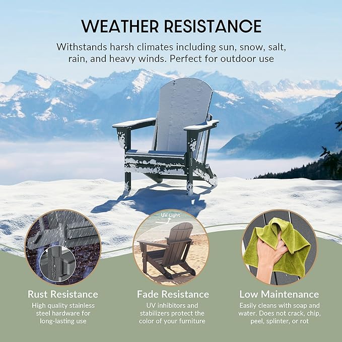 WestinTrends Malibu Malibu Outdoor Folding Poly Adirondack Chair (Set of 8), Gray