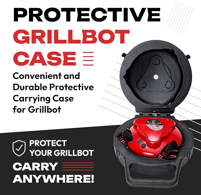 Grillbot Automatic Grill Cleaning Robot with Nylon Brushes, BBQ Grill Cleaner, Grill Brush, Grill Scraper, BBQ Accessories (Black Grillbot + Carry Case)