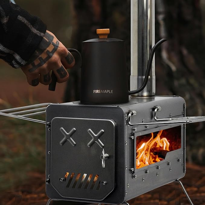 Outdoor Wood Burning Stove, Portable Camp Stove Tent Stove with Chimney Pipe for Cooking, Camping, Tent, Hiking, Fishing, Backpacking